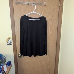 Stylus - Black Boat Neck Long Sleeved Lightweight Top - Women's XL